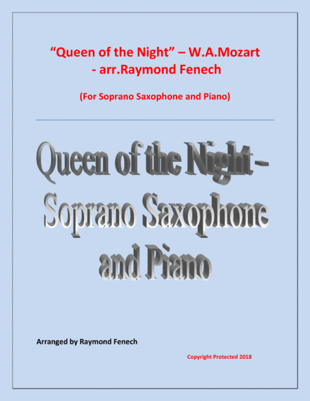 Queen of the Night - From the Magic Flute - Soprano Sax and Piano (arr. Raymond Fenech)