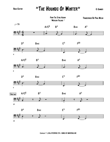 The Hounds Of Winter (arr. Accubass)