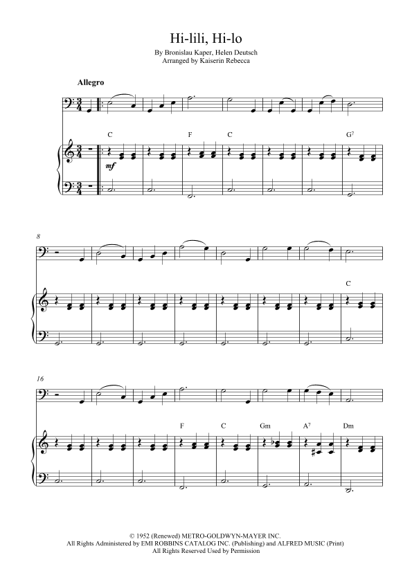 Hi-lili, Hi-lo (arr. Kaiserin Rebecca)