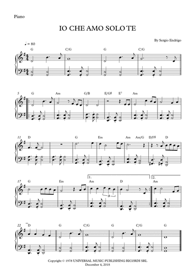 Io Che Amo Solo Te (arr. Wesley S. SIlva)