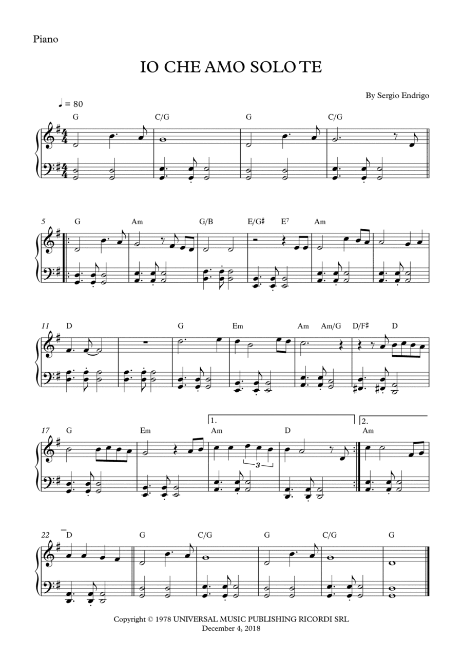 Io Che Amo Solo Te (arr. Wesley S. SIlva)