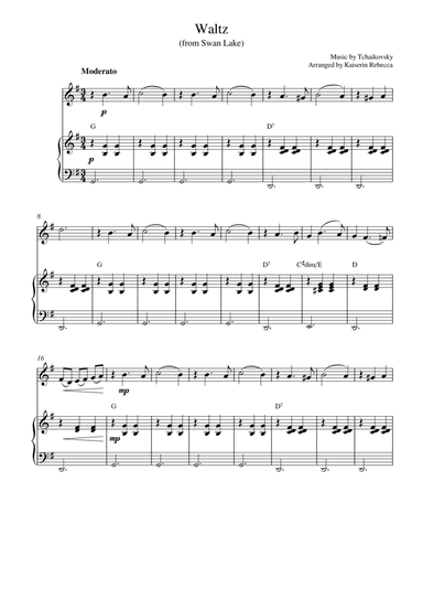 Waltz (from Swan Lake) (for violin solo and piano accompaniment) (arr. Kaiserin Rebecca)