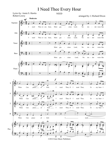 I Need Thee Every Hour (arr. J. Richard Dixon)