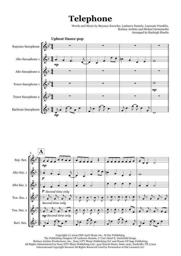 Telephone (arr. Kayleigh Huelin)