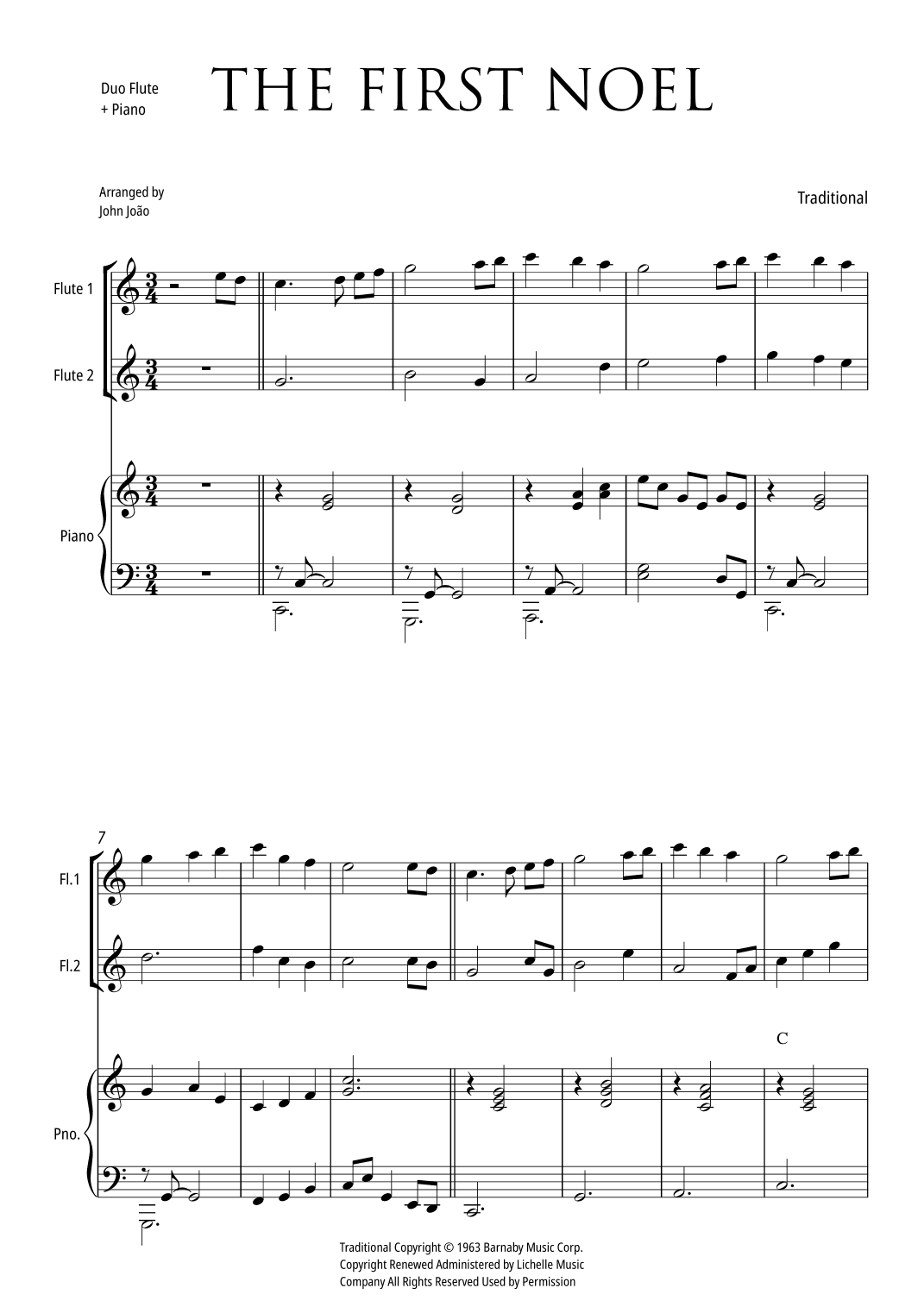 The First Noel (Flutes Duo with Piano) (arr. john Joao)