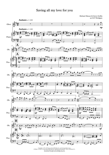 Saving All My Love For You (arr. Kevin P Holdgate)