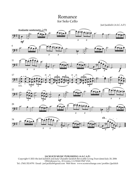 Romance for Solo Cello (Unaccompanied)