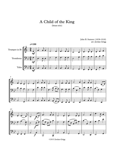 A Child of the King (brass trio) (arr. Jordan Grigg)