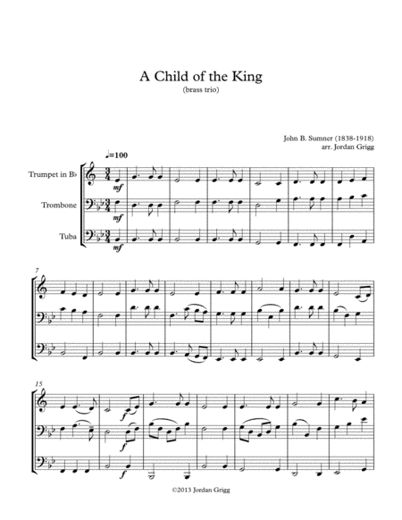 A Child of the King (brass trio) (arr. Jordan Grigg)