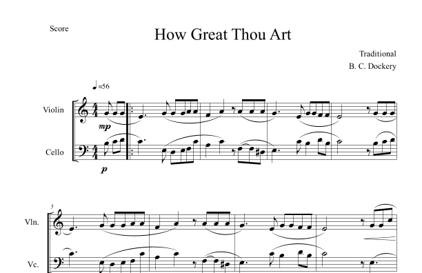 How Great Thou Art (Violin and Cello Duet) (arr. B. C. Dockery)