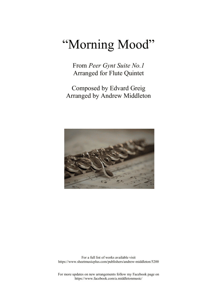 Morning Mood from Peer Gynt Suite arranged for Flute Quintet (arr. Andrew Middleton)