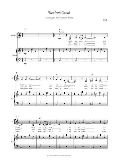 Wexford Carol - Solo and piano (arr. Connie Boss)