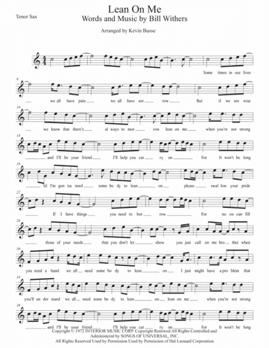 Lean On Me (arr. Kevin Busse)