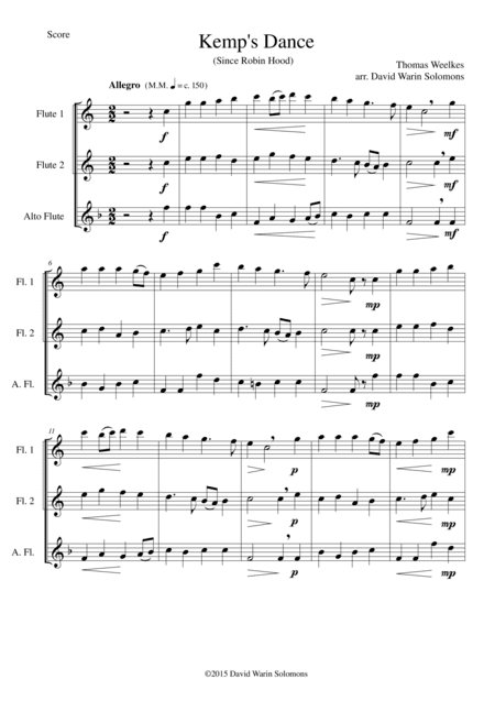 Kemp's Dance (Since Robin Hood) for flute trio (arr. David Warin Solomons)