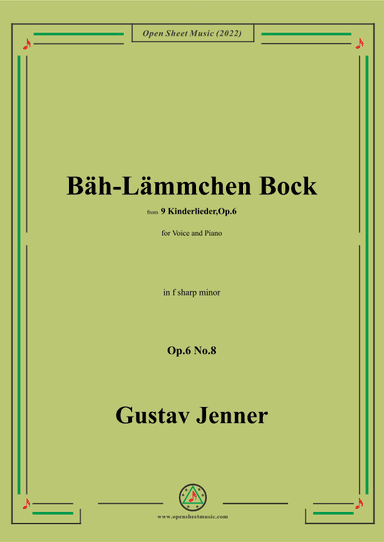 Jenner-Bäh-Lämmchen Bock,in f sharp minor,Op.6 No.8 (arr. OSM Press)
