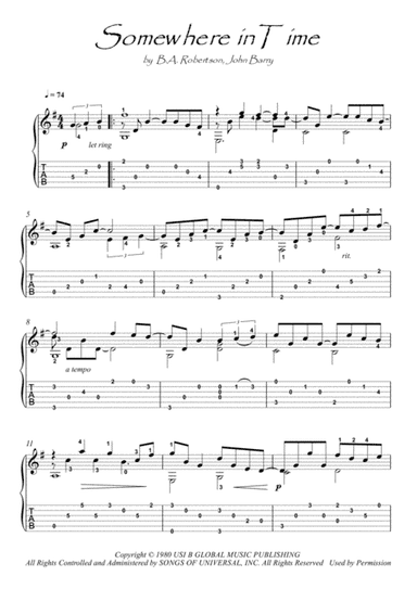 Somewhere In Time (arr. PianoSheetNow)