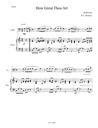 How Great Thou Art (Cello Solo with Piano Accompaniment) (arr. B. C. Dockery)