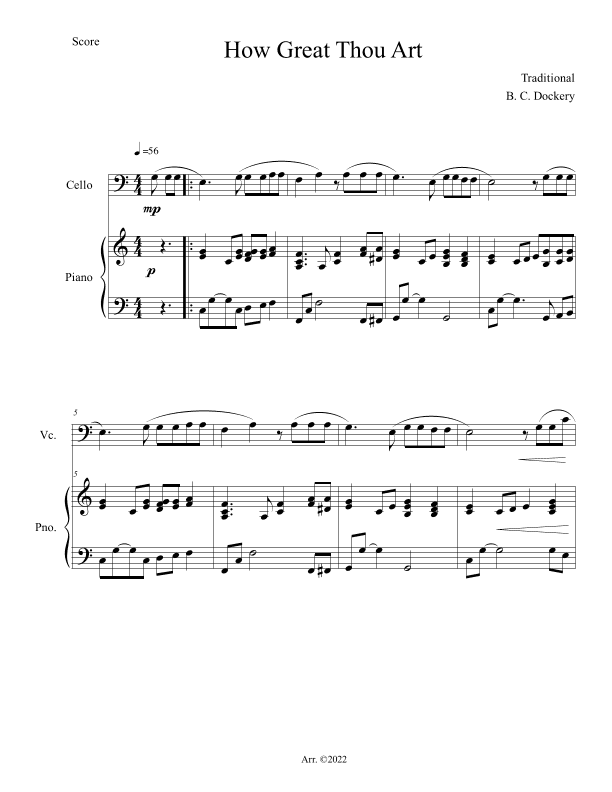 How Great Thou Art (Cello Solo with Piano Accompaniment) (arr. B. C. Dockery)