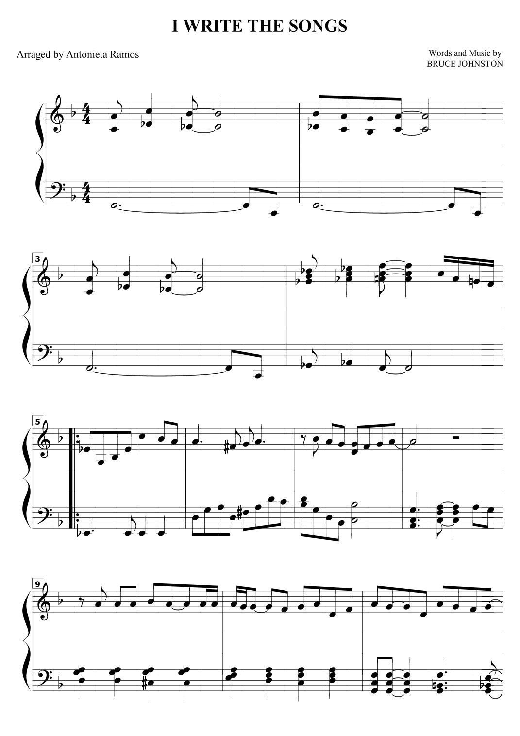 I Write The Songs (arr. Antonieta Ramos Valverde)