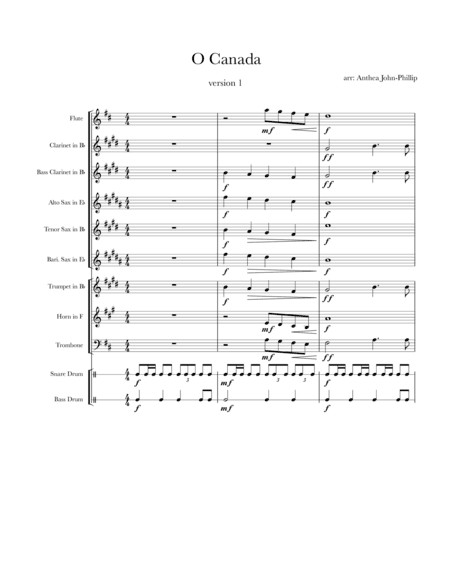 O Canada (version 1) (arr. Anthea John-Phillip)