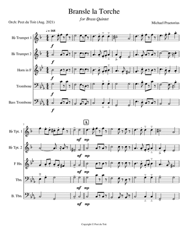 Bransle la Torche - Michael Praetorius (Brass Quintet) (arr. Peet du Toit)