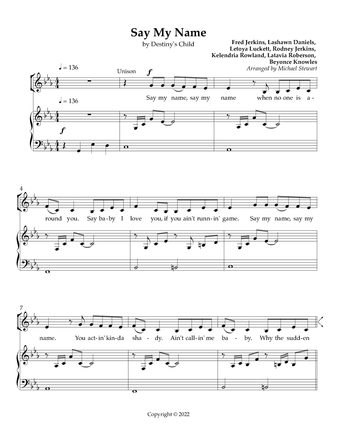 Say My Name (arr. Michael Stewart)