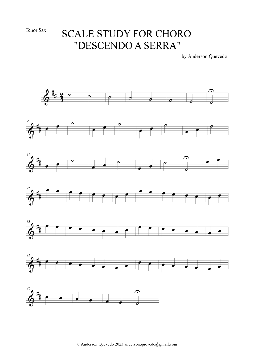 Scale Study for Chorinho for Tenor Sax
