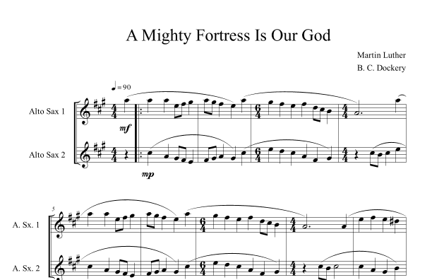 Arranged for alto sax duet.  Great for offertories, preludes, postludes, and recitals.  Early interm (arr. B. C. Dockery)