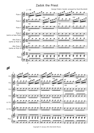 Zadok the Priest for Flute Quartet (arr. David Burndrett)