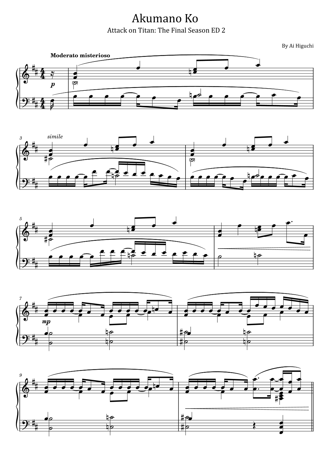 Akumano Ko (arr. poon)