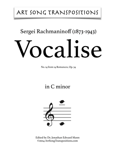 RACHMANINOFF: Vocalise, Op. 34 no. 14 (transposed to C minor) (arr. ArtSongTranspositions.com)