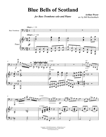 Blue Bells of Scotland for Bass Trombone and Piano (arr. Bill Reichenbach)