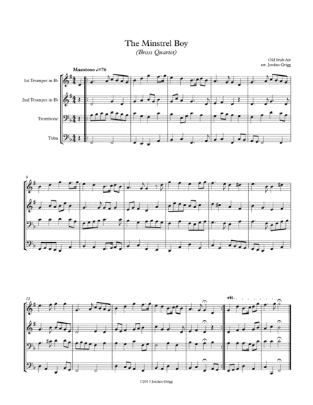 The Minstrel Boy (Brass Quartet) (arr. Jordan Grigg)