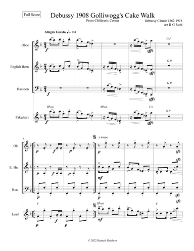 Debussy Golliwogs Cakewalk For Double Reed Trio (arr. R G Roth)