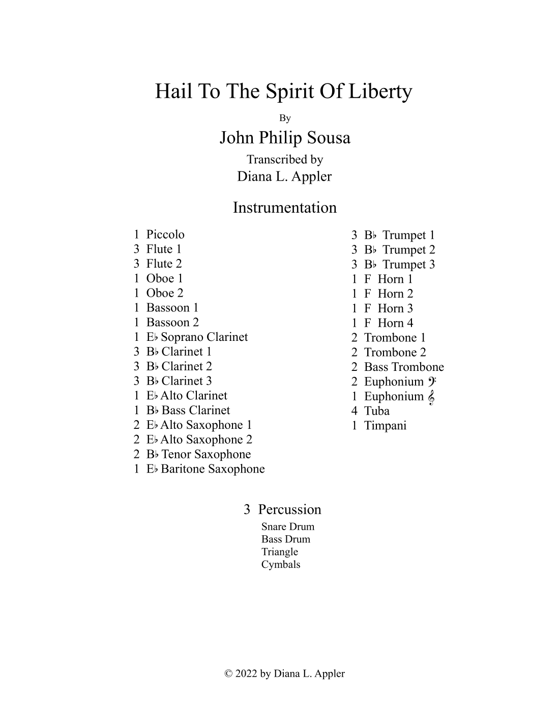Hail To The Spirit Of Liberty (arr. Diana L. Appler)