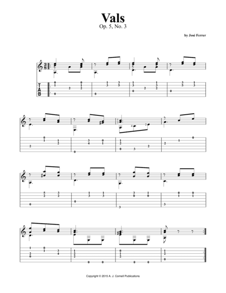 Vals, Op. 5, No. 3 (arr. A. J. Cornell Publications)