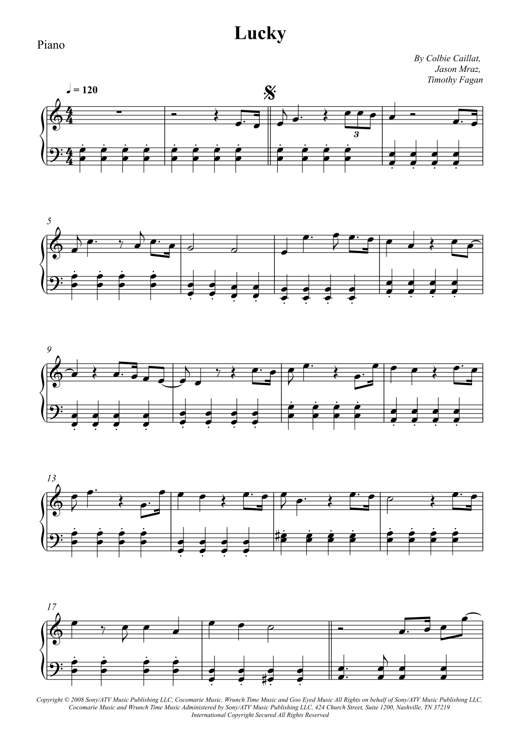 Lucky (arr. Wesley S. SIlva)
