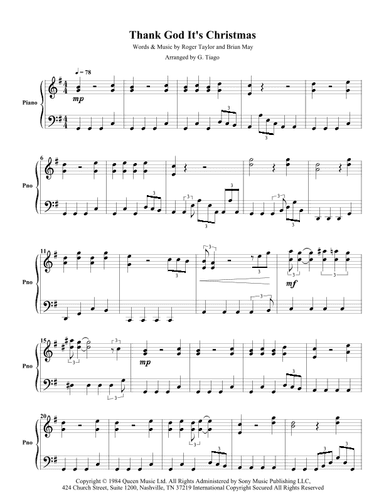 Thank God It's Christmas (arr. G. Tiago)