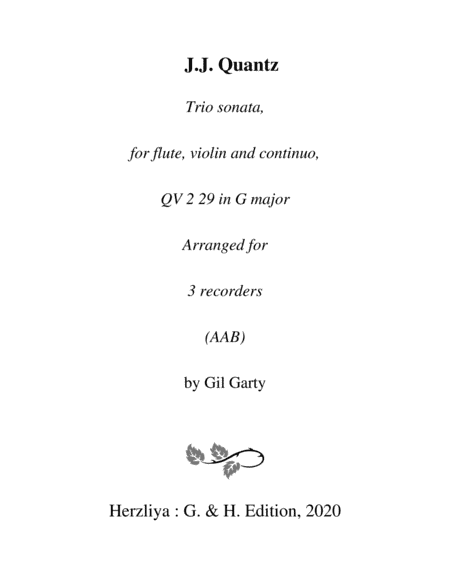 Trio sonata QV 2 29 (arrangement for 3 recorders) (arr. Gil Garty)
