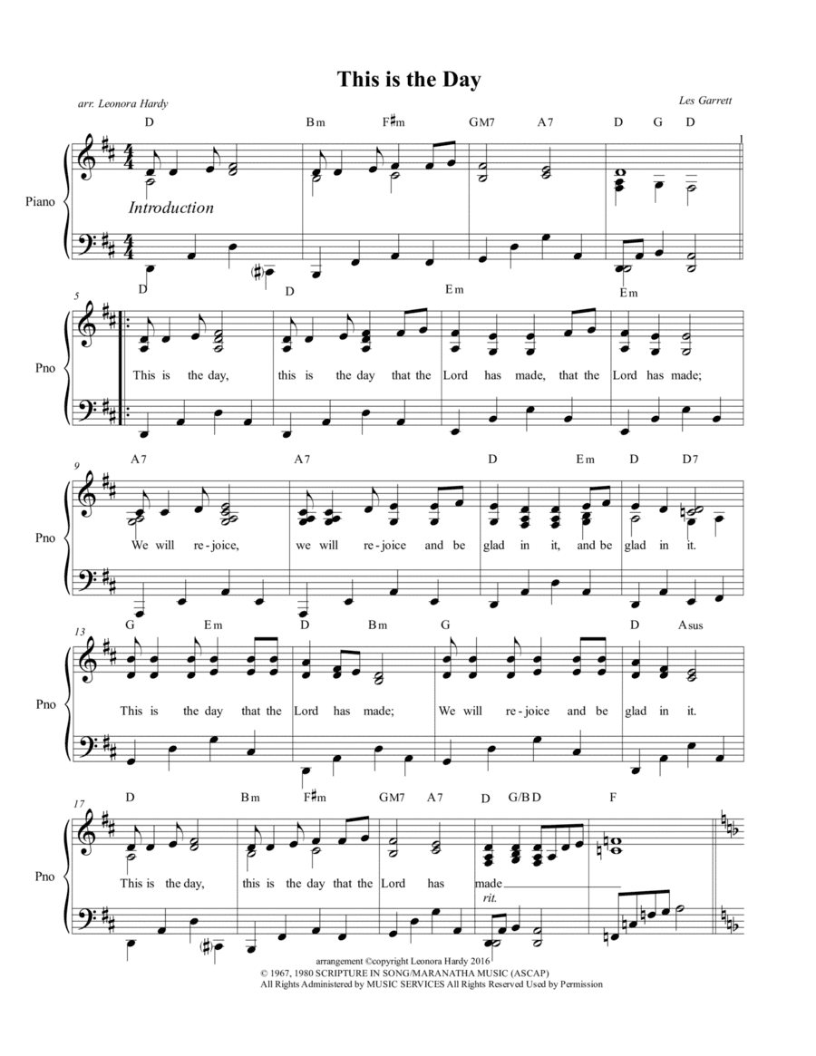 This Is The Day (arr. Leonora Hardy)