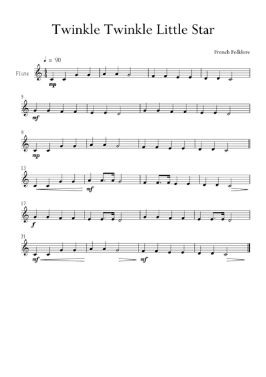 Twinkle Twinkle Little Star for Flute in C Major. Very Easy. (arr. Matheus Araújo)