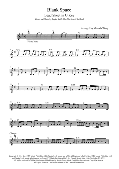 Blank Space (arr. Miranda Wong)