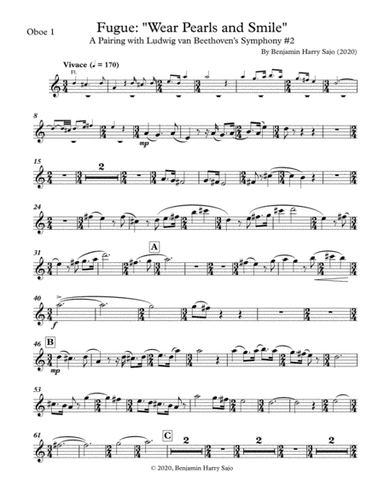 Fugue: "Wear Pearls and Smile" (A Pairing with Beethoven's Symphony #2) - Oboe 1