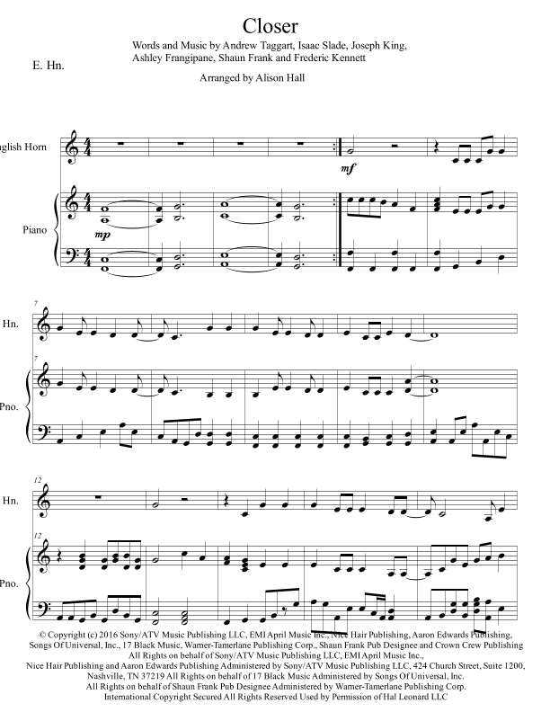 Closer (arr. Alison Hall)