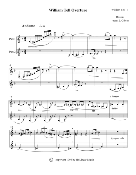Clarinet Duet - Rossini Overtures! (arr. John Gibson)