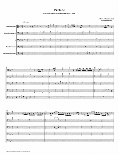 Prelude 08 from Well-Tempered Clavier, Book 1 (Trombone Quintet) (arr. Richard Byrnes)
