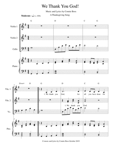 We Thank You God - strings and piano