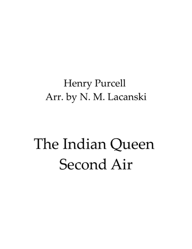 Second Air from The Indian Queen (arr. Nick Lacanski)
