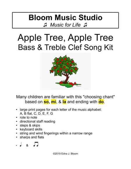 The Apple Tree Song Combined Bass & Treble Clef Kit (arr. Edna J. Bloom)