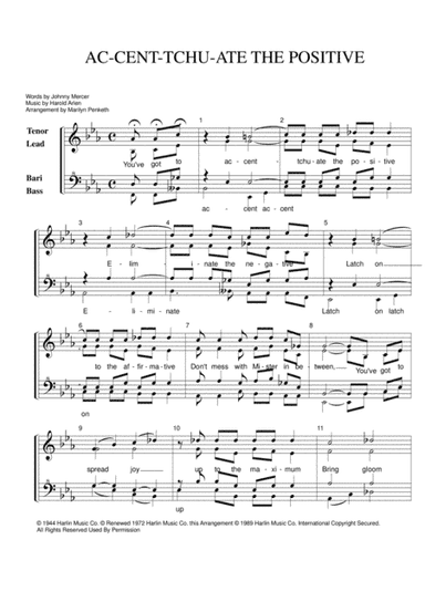 Ac-cent-tchu-ate The Positive (arr. Marilyn Penketh)